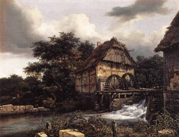 Jacob Van Ruisdael : Two Water Mills And Open Sluice
